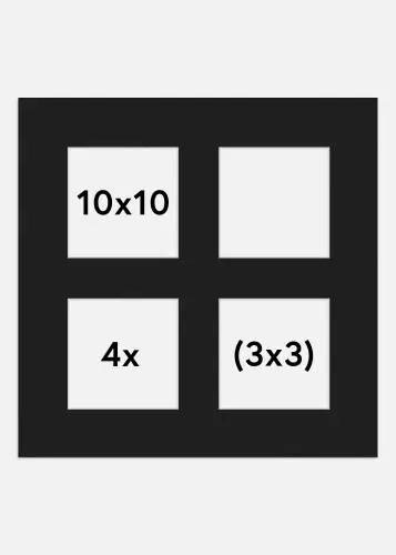 Mai ieftin Paspartu Negru 10x10 cm - Colaj 4 Fotografii (3x3 cm)