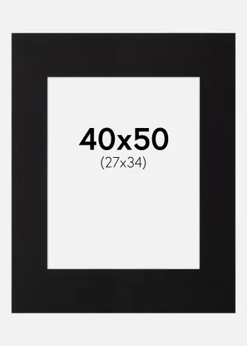 Reducere specială Paspartu Negru Standard Margine albă 40x50 cm (27x34)