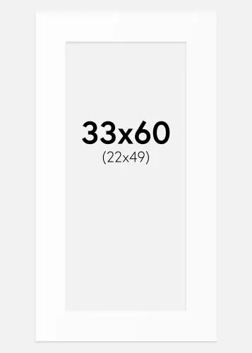 Paspartu Alb Standard (Miez Alb) 33x60 cm (22x49) Disponibil imediat