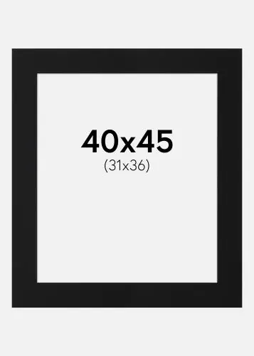 Calitate înaltă Paspartu Negru Standard (Miez Alb) 40x45 cm (31x36)