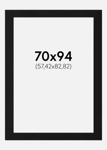 Livrare rapidă Paspartu Negru Standard (Miez Alb) 70x94 cm (57,42x82,82)