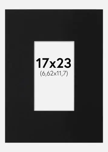 Noutate Paspartu Negru Standard (Miez Alb) 17x23 cm (6,62x11,7)