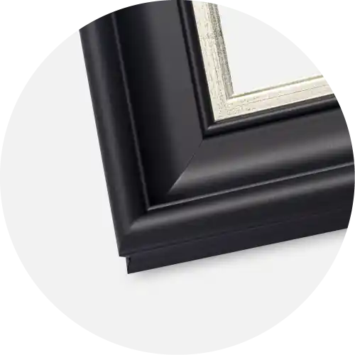 Ramă Dalarna Negru-Argintiu 40x50 cm - Paspartu Alb 27,5x37 cm Expediere rapidă