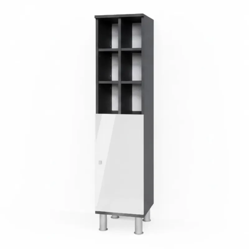 Dulap midi Fynn Alb lucios ridicat 30x130.6 cm usa mare Vicco Doar azi