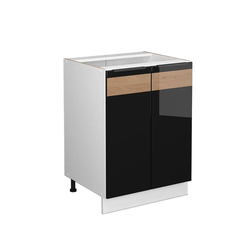 Dulap midi Fame-Line Stejar negru lucios/alb 60x82 cm fara blat Vicco Cel mai vândut