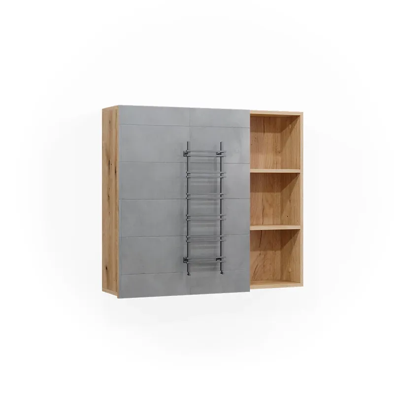 Dulap oglindă baie Rudi stejar 90x80.9 cm cu ușă și compartimente deschise Vicco Retur ușor
