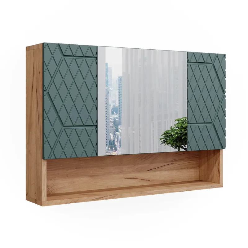 Bestseller Dulap oglindă baie Irma Stejar verde/Goldkraft 80.1x55 cm Vicco