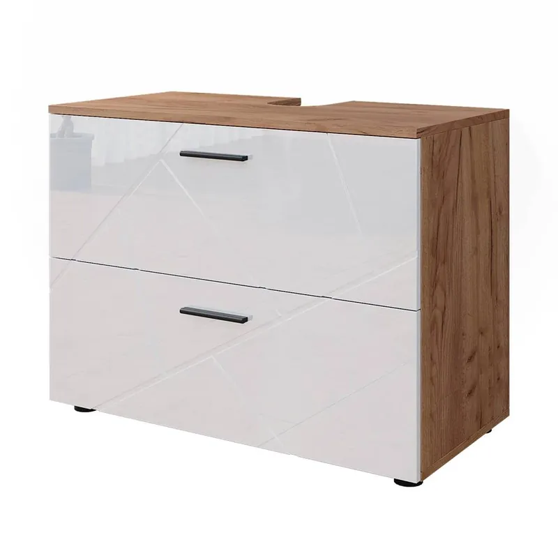 Тумба под раковину Irma Alb lucios/stejar Goldkraft 80x58.6 cm Vicco Ofertă exclusivă