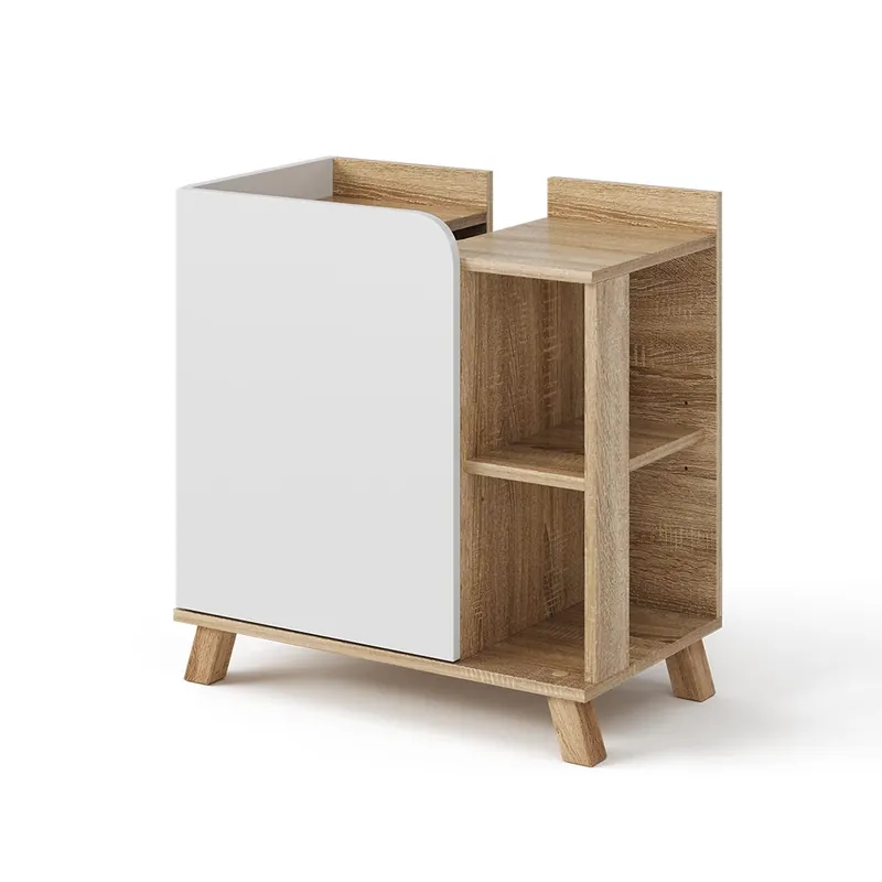 Тумба под раковину Karen Sonoma/Alb 60x65 cm cu ușă și compartimente deschise Vicco Livrare rapidă