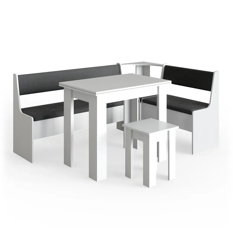 Ofertă de sezon Grup de bănci de colț Roman Alb 180 x 120 cm cu masa Vicco