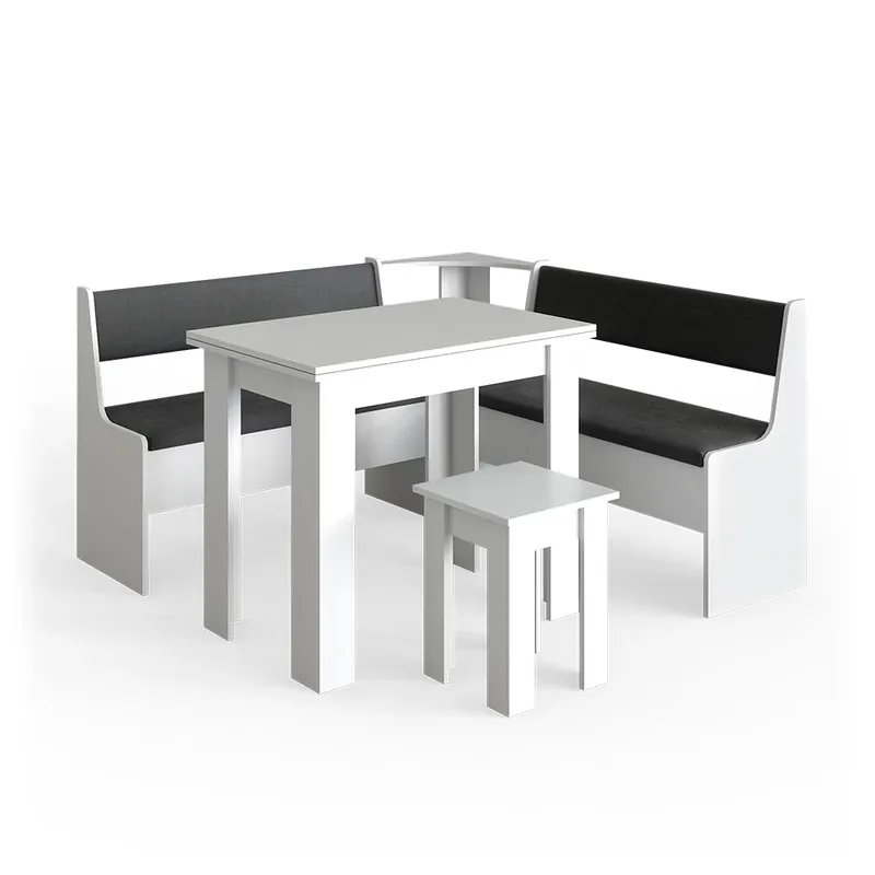 Grup de bănci de colț Roman Alb 150 x 150 cm cu masa Vicco Lichidare de stoc