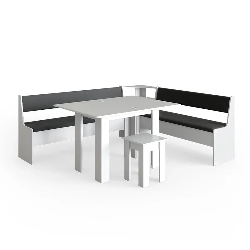 Grup de bănci de colț Roman Alb 210 x 180 cm cu masa Vicco Reducere