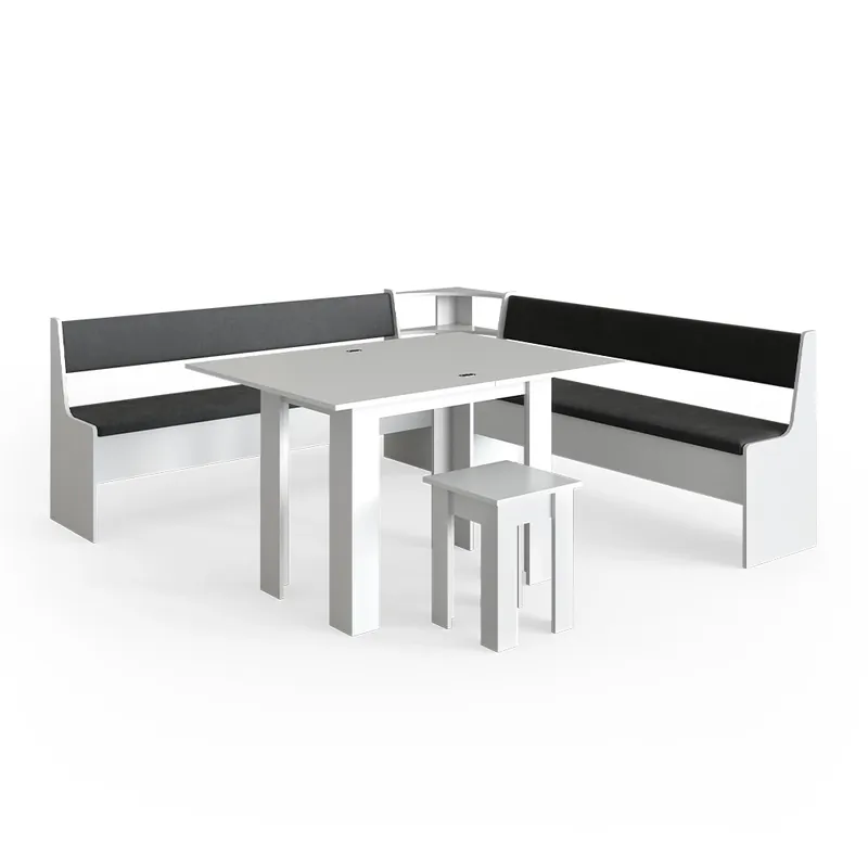 Grup de bănci de colț Roman Alb 210 x 210 cm cu masa Vicco Ultima șansă