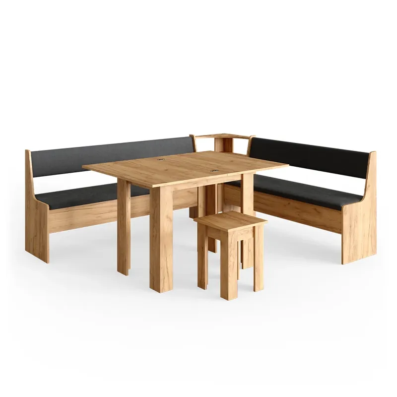 Cumpără online Grup de bănci de colț Roman Stejar Goldkraft 210 x 180 cm cu masa Vicco