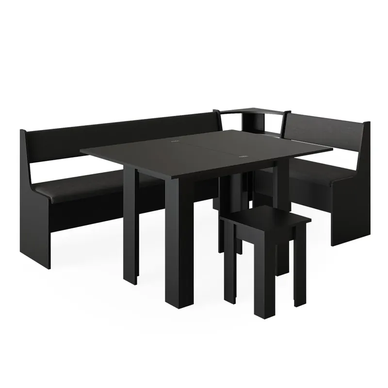 Preț redus Grup de bănci de colț Roman Negru 210 x 120 cm cu masa Vicco