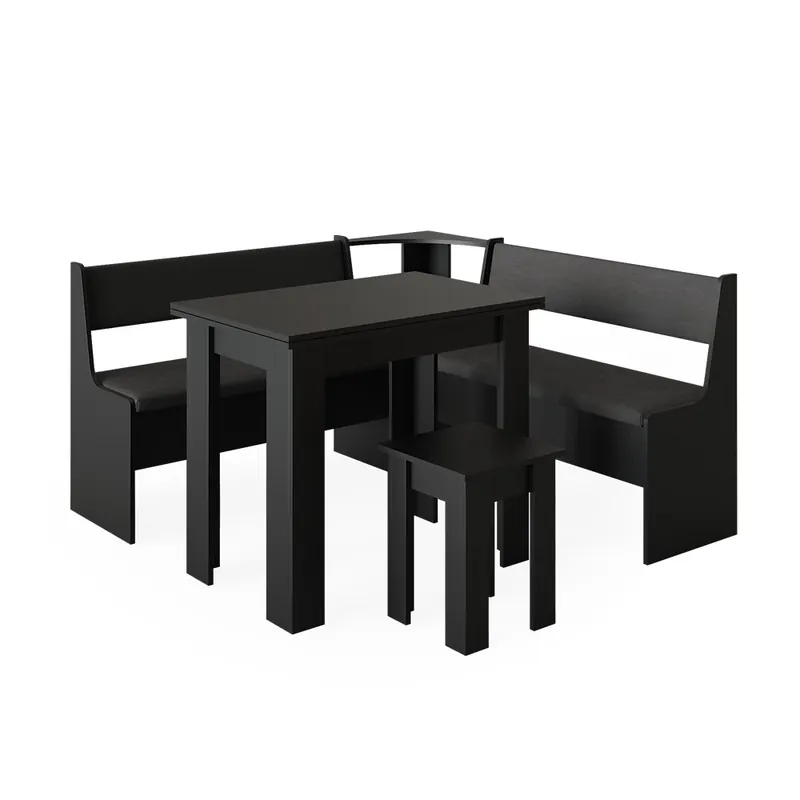 Grup de bănci de colț Roman Negru 150 x 150 cm cu masa Vicco Cel mai vândut