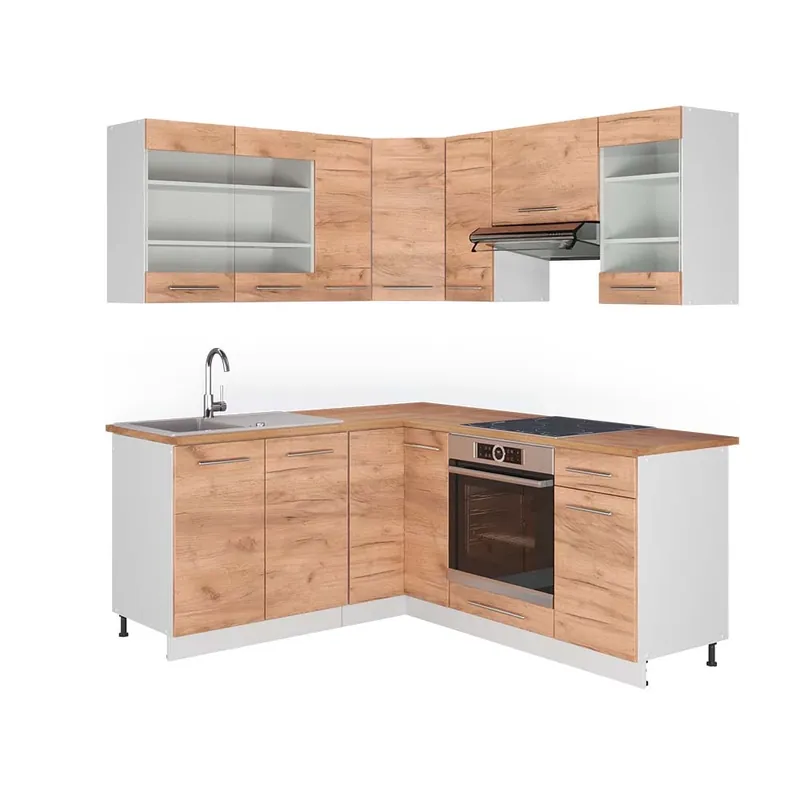 Bucătărie de colț Fame-Line Stejar Goldkraft/alb 190 x 60 cm , AP Stejar Vicco Ofertă