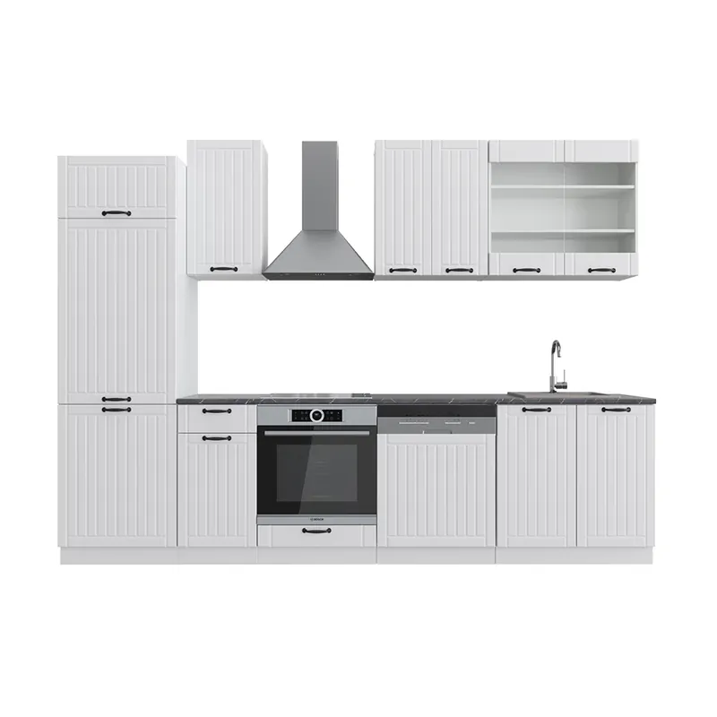 Kitchenette Fame-Line Casa albă la țară/Alb 300 cm fara blat Vicco Discount