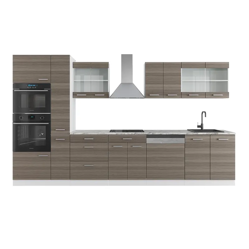 Kitchenette R-Line Gri/alb nobil 350 cm cu dulap înalt, marmură AP Vicco Calitate înaltă