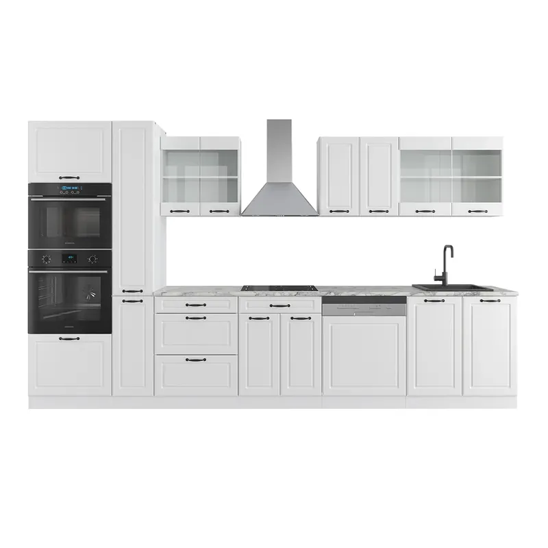 Nu rata Kitchenette R-Line Casa albă la țară/Alb 350 cm cu dulap inalt, fara blat Vicco