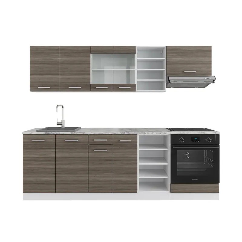 Kitchenette R-Line Gri/alb nobil 240 cm , AP Marmură Vicco Reducere