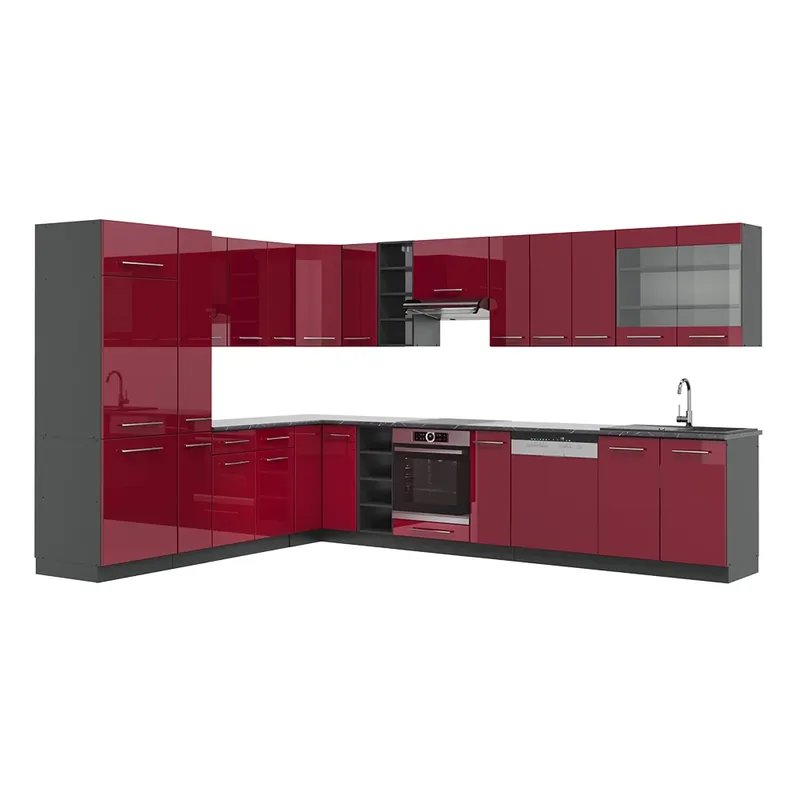 Bucătărie de colț Fame-Line Bordeaux lucios/antracit 347 x 60 cm , AP Antracit Vicco Promoție