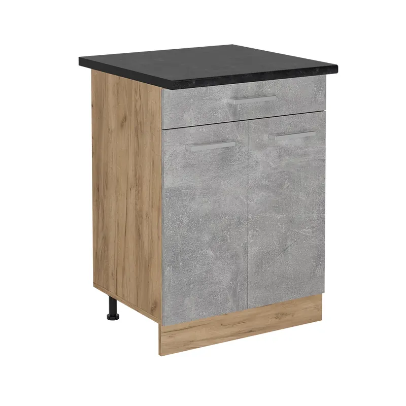Promoție Dulap de bază de bucătărie R-Line beton 60 cm cu sertar, AP antracit Vicco