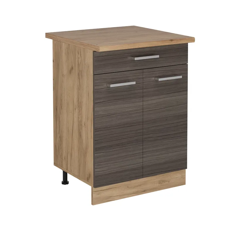Preț redus Dulap de bază de bucătărie R-Line Gri nobil 60 cm cu sertar, stejar AP Vicco