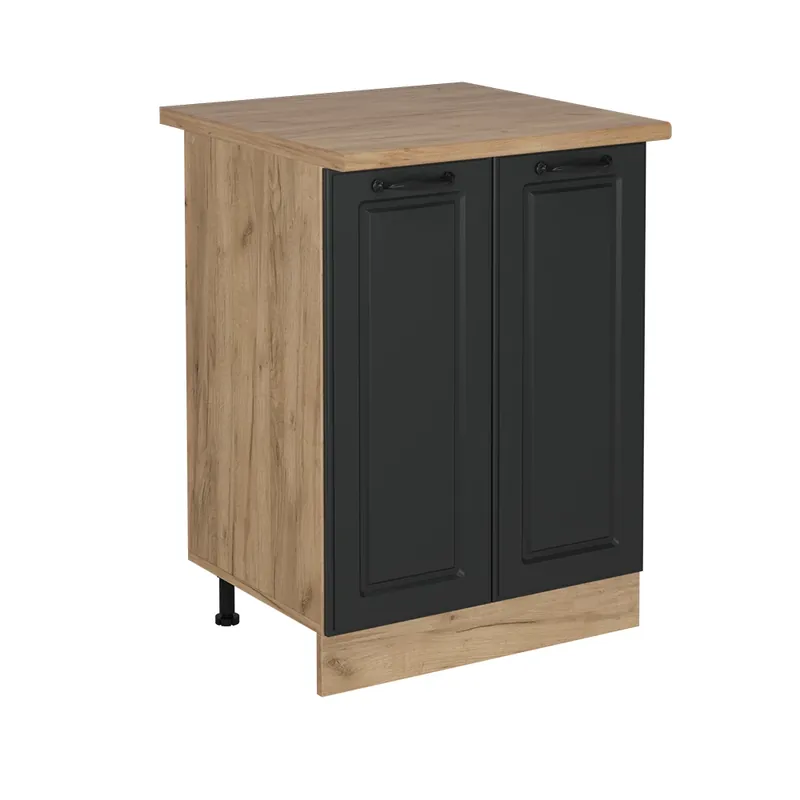 Reduceri Dulap de bază de bucătărie R-Line Casă de țară antracit 60 cm , AP Stejar Vicco