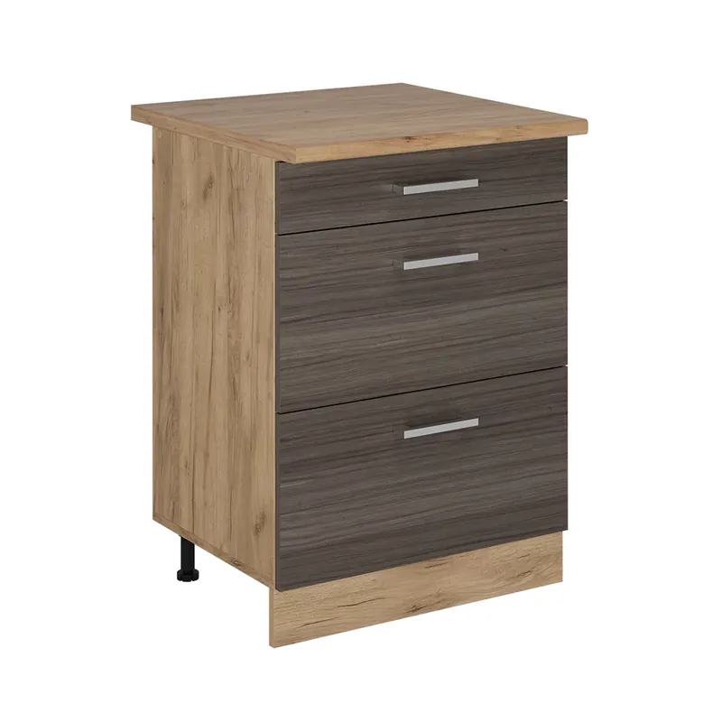 Reduceri Dulap de bază de bucătărie R-Line Gri nobil 60 cm cu sertare, stejar AP Vicco