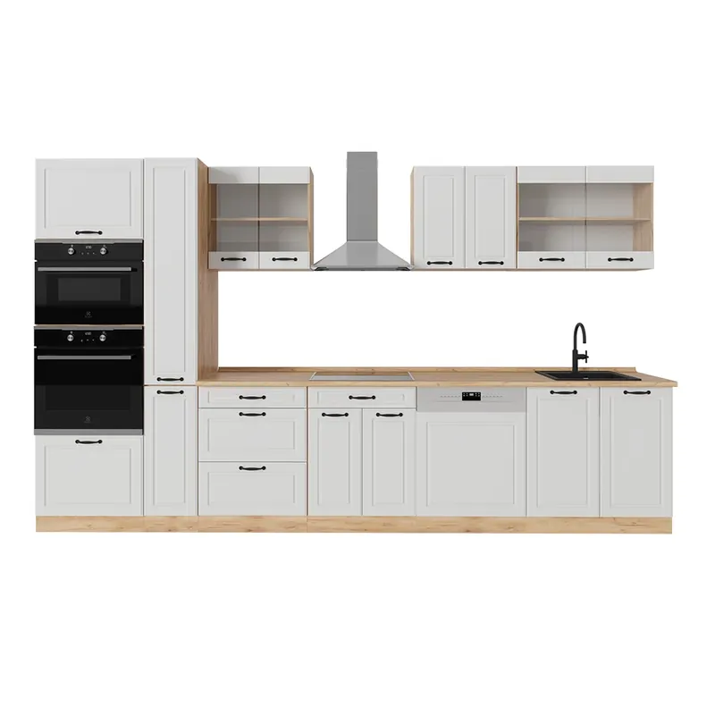 Kitchenette R-Line Casă de țară albă / stejar auriu 350 cm , AP Stejar Vicco Ofertă specială