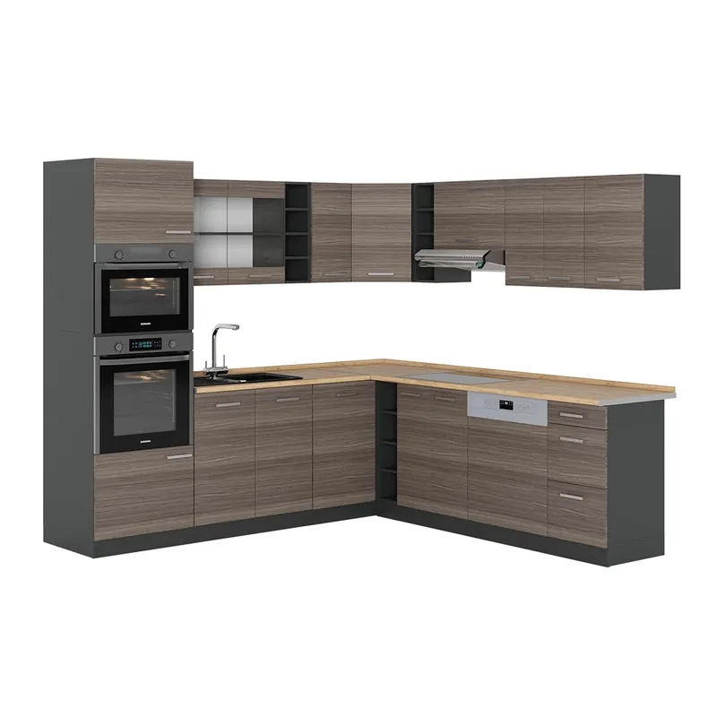 Bucătărie de colț R-Line Gri nobil/antracite 247 x 46 cm fara blat Vicco Calitate înaltă