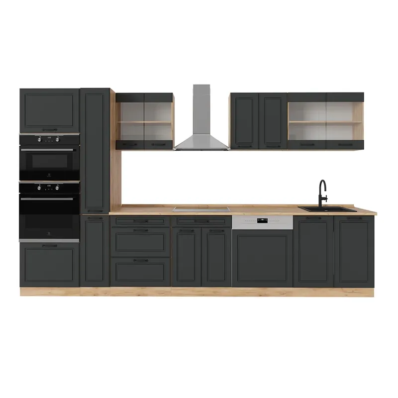 Vezi acum Kitchenette R-Line Casa de țară antracit / stejar auriu 350 cm , AP Stejar Vicco