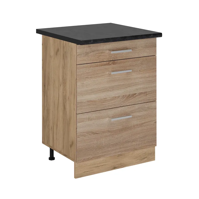 Preferatul clienților Dulap de bază de bucătărie R-Line Sonoma 60 cm cu sertare, AP antracit Vicco