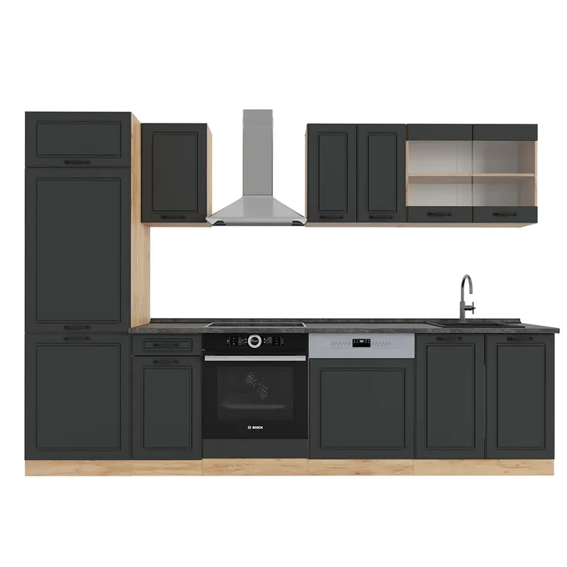 Doar azi Kitchenette R-Line Casa de țară antracit / stejar auriu 300 cm , AP Antracit Vicco
