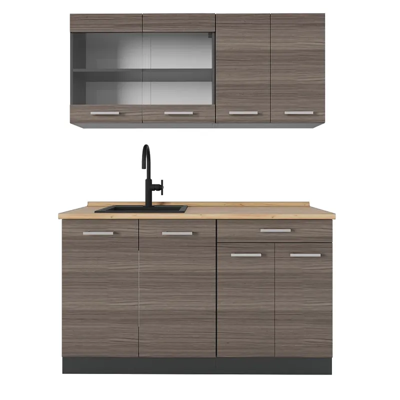 Reducere specială Bucătărie simplă R-Line Gri nobil/antracite 140 cm , AP Stejar Vicco