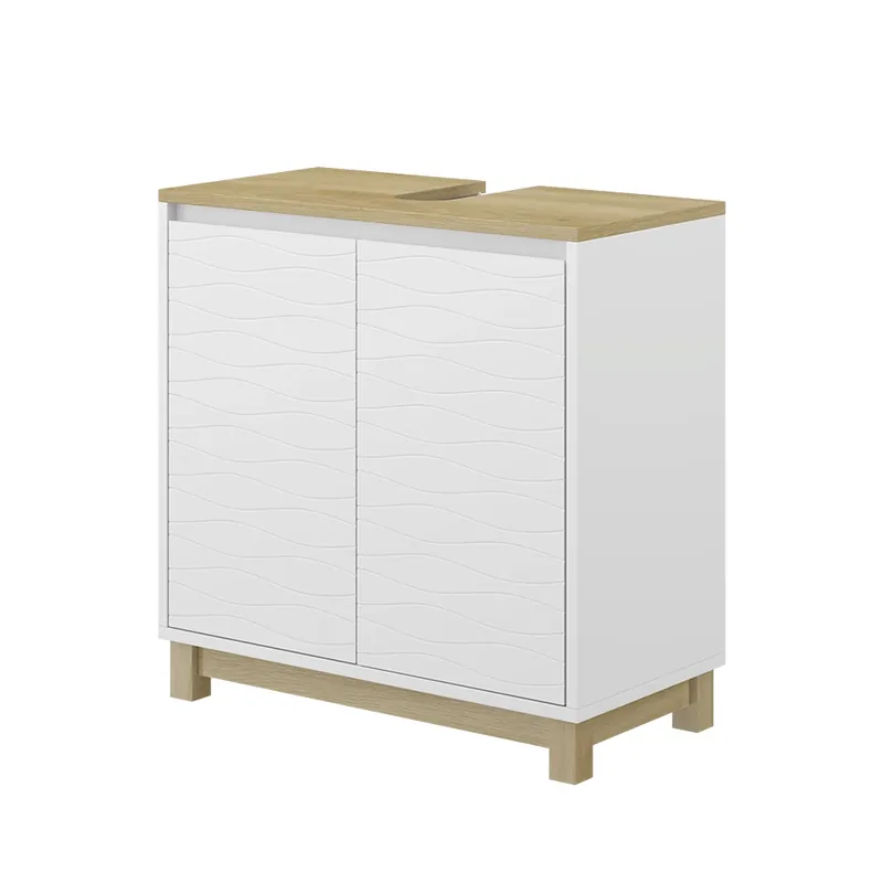 Dulap pentru chiuvetă Livia Alb 60x60 cm cu 2 uși Vicco Plată sigură