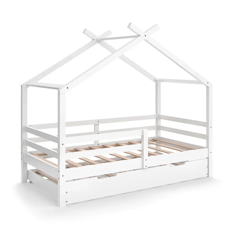 Pat de casa Luni Alb 160 x 80 cm cu pat de oaspeți extensibil Vitalispa Reducere extra