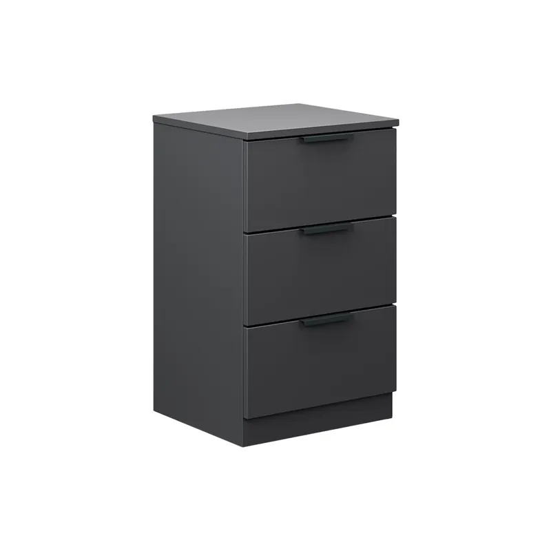 Noptiera Fino Negru 37.6x61.8 cm cu 3 sertare Vicco Reducere