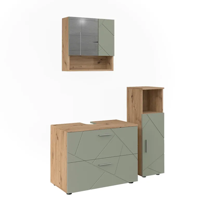 Set mobilier baie Irma Verde salvie 3 părți Vicco Mai ieftin