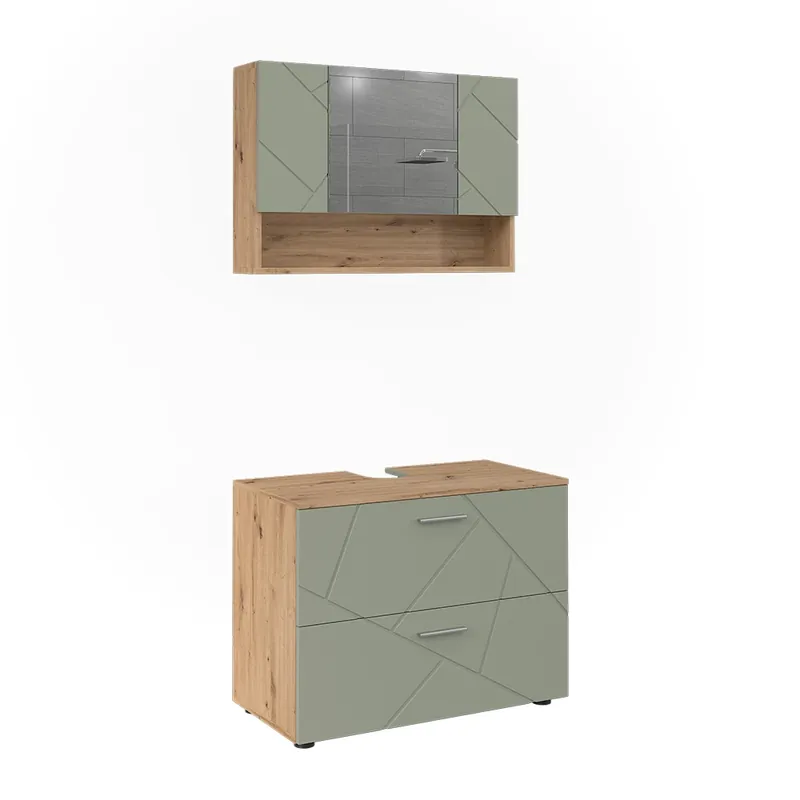 Set mobilier baie Irma Verde salvie 2 părți Vicco Ofertă specială