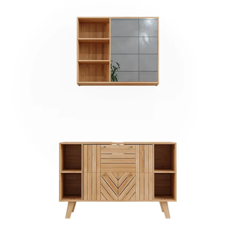 Noutate Set mobilier baie Lucie bambus 2 părți Vicco