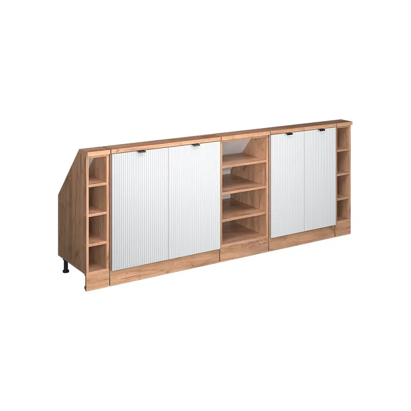 Reducere Dulap de bucătărie pentru acoperișuri înclinate R-Line Ondulație albă 210 cm Set de 5 Vicco