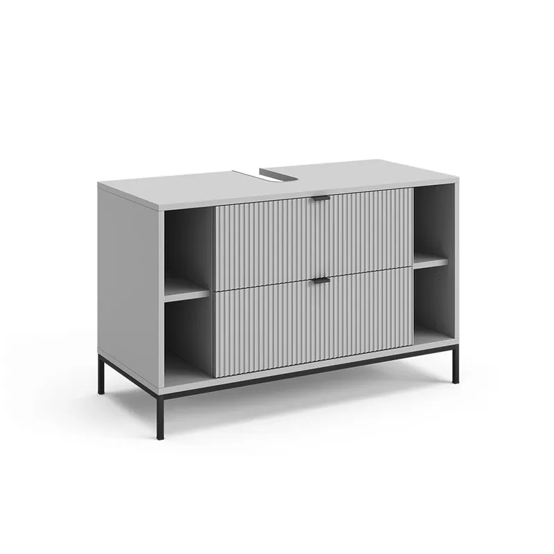 Plată securizată Dulap de bază pentru chiuvetă Eliza Gri 100x63 cm Cu 2 sertare detașabile Vicco