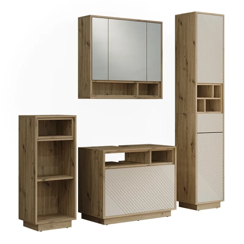 Doar azi set mobilier de baie Beatrice Caşmir/Stejar artizanal Set de 4 Vicco