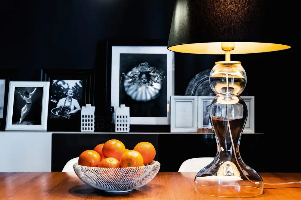 Lampă de masă înaltă Flores Transparent E27 60W negru / argintiu mat Livrare expres