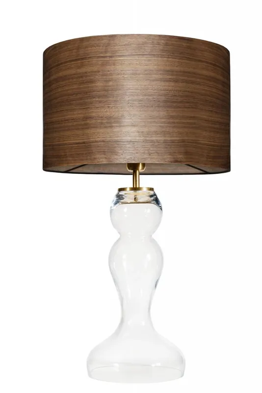 Lampă de masă din sticlă Flores Transparent LEMN NUC E27 60W alamă Plată sigură