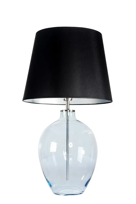 Lampă de masă cu bază de sticlă Luzon Blue Famlight negru / argintiu E27 60W Preț promoțional