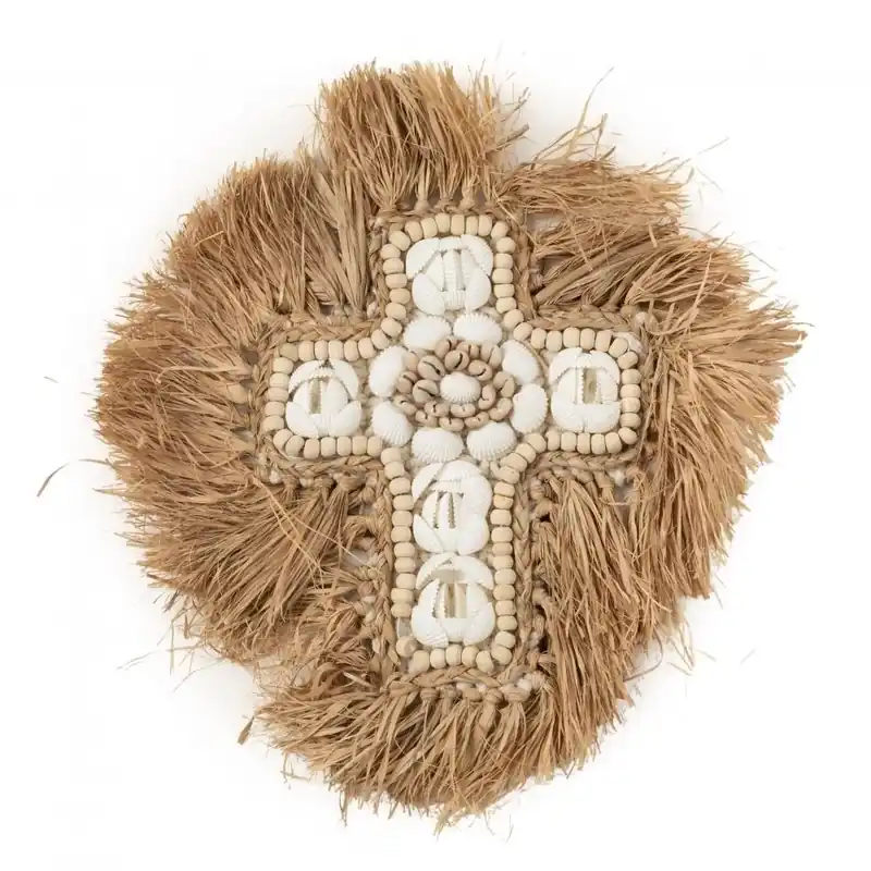 Cumpără online Crucea Raffia Shell Cross - Natural White - L