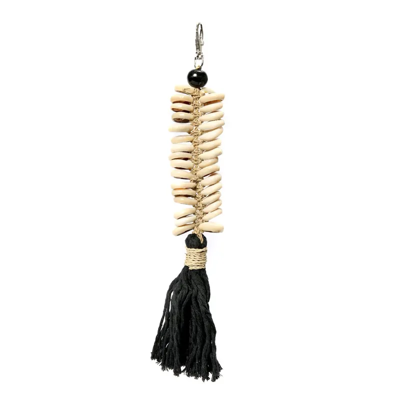 Breloc Macrame Fishbone Keychain - Negru Discount